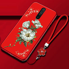 Silicone Candy Rubber Gel Flowers Soft Case Cover for Xiaomi Redmi K30i 5G Red