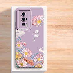 Silicone Candy Rubber Gel Flowers Soft Case Cover for Xiaomi Redmi K60 5G Clove Purple