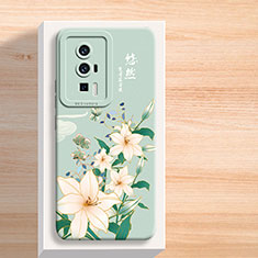 Silicone Candy Rubber Gel Flowers Soft Case Cover for Xiaomi Redmi K60 Pro 5G Green