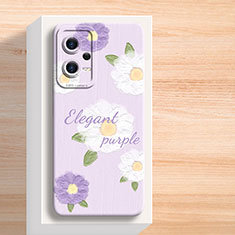 Silicone Candy Rubber Gel Flowers Soft Case Cover for Xiaomi Redmi Note 12 Pro+ Plus 5G Clove Purple