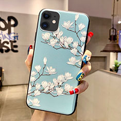 Silicone Candy Rubber Gel Flowers Soft Case Cover H07 for Apple iPhone 11 Cyan