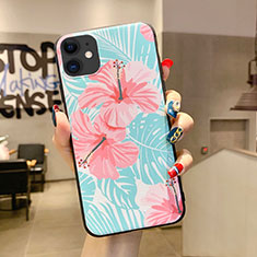 Silicone Candy Rubber Gel Flowers Soft Case Cover H09 for Apple iPhone 11 Cyan