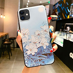 Silicone Candy Rubber Gel Flowers Soft Case Cover H16 for Apple iPhone 11 Sky Blue