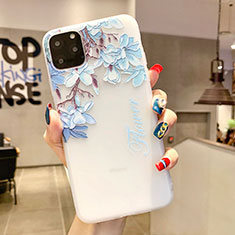 Silicone Candy Rubber Gel Flowers Soft Case Cover H18 for Apple iPhone 11 Pro Max Sky Blue