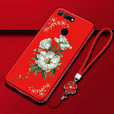 Silicone Candy Rubber Gel Flowers Soft Case Cover K01 for Huawei Honor V20 Red