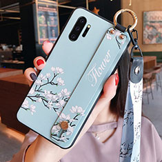 Silicone Candy Rubber Gel Flowers Soft Case Cover K01 for Samsung Galaxy Note 10 Plus Cyan