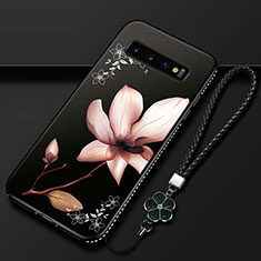 Silicone Candy Rubber Gel Flowers Soft Case Cover K01 for Samsung Galaxy S10 5G Brown