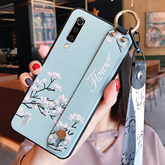 Silicone Candy Rubber Gel Flowers Soft Case Cover K01 for Xiaomi Mi A3 Sky Blue