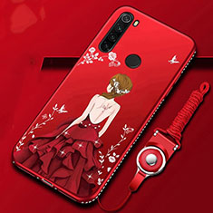 Silicone Candy Rubber Gel Flowers Soft Case Cover K01 for Xiaomi Redmi Note 8T Red