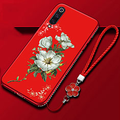 Silicone Candy Rubber Gel Flowers Soft Case Cover K06 for Xiaomi Mi A3 Red