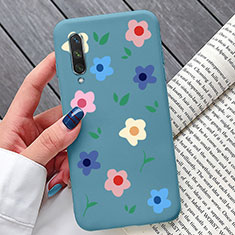 Silicone Candy Rubber Gel Flowers Soft Case Cover K07 for Xiaomi Mi A3 Blue