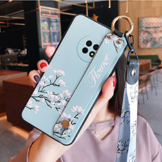 Silicone Candy Rubber Gel Flowers Soft Case Cover S01 for Huawei Enjoy 20 Plus 5G Mint Blue