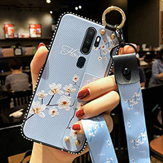 Silicone Candy Rubber Gel Flowers Soft Case Cover S01 for Oppo A11X Sky Blue