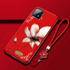 Silicone Candy Rubber Gel Flowers Soft Case Cover S01 for Oppo A73 5G Red Wine