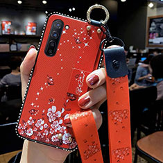 Silicone Candy Rubber Gel Flowers Soft Case Cover S01 for Oppo Reno3 Red