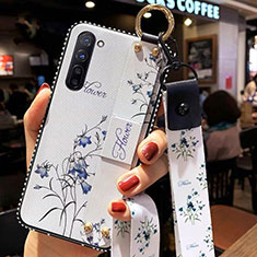 Silicone Candy Rubber Gel Flowers Soft Case Cover S01 for Oppo Reno3 White