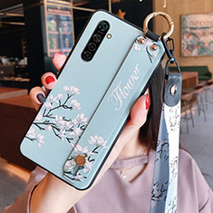 Silicone Candy Rubber Gel Flowers Soft Case Cover S01 for Realme X2 Sky Blue