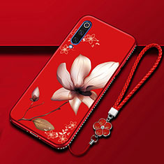 Silicone Candy Rubber Gel Flowers Soft Case Cover S01 for Samsung Galaxy A90 5G Red Wine