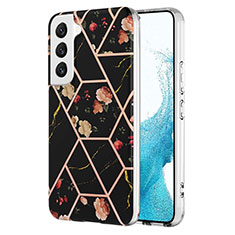 Silicone Candy Rubber Gel Flowers Soft Case Cover S01 for Samsung Galaxy S22 Plus 5G Black