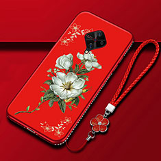 Silicone Candy Rubber Gel Flowers Soft Case Cover S01 for Vivo S1 Pro Red