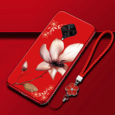 Silicone Candy Rubber Gel Flowers Soft Case Cover S01 for Vivo S1 Pro Red Wine