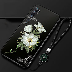 Silicone Candy Rubber Gel Flowers Soft Case Cover S01 for Xiaomi Mi Note 10 Pro White