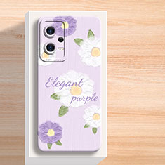 Silicone Candy Rubber Gel Flowers Soft Case Cover S01 for Xiaomi Poco X5 5G Purple