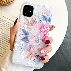 Silicone Candy Rubber Gel Flowers Soft Case Cover S02 for Apple iPhone 11 Pink