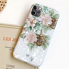 Silicone Candy Rubber Gel Flowers Soft Case Cover S02 for Apple iPhone 11 Pro Max Green