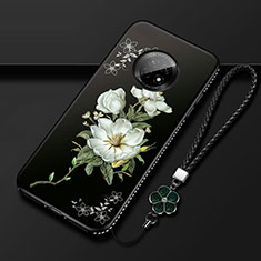 Silicone Candy Rubber Gel Flowers Soft Case Cover S02 for Huawei Enjoy 20 Plus 5G Black