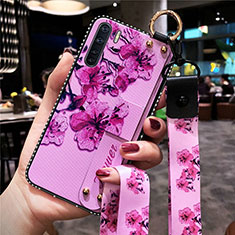 Silicone Candy Rubber Gel Flowers Soft Case Cover S02 for Oppo A91 Purple