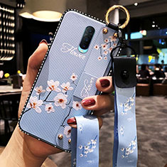 Silicone Candy Rubber Gel Flowers Soft Case Cover S02 for Oppo RX17 Pro Sky Blue