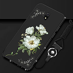 Silicone Candy Rubber Gel Flowers Soft Case Cover S02 for Xiaomi Redmi 8A Black
