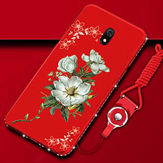 Silicone Candy Rubber Gel Flowers Soft Case Cover S02 for Xiaomi Redmi 8A Red