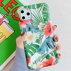 Silicone Candy Rubber Gel Flowers Soft Case Cover S06 for Apple iPhone 11 Pro Max Green