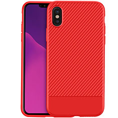 Silicone Candy Rubber Gel Twill Soft Case for Apple iPhone Xs Red