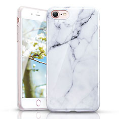 Silicone Candy Rubber Marble Pattern Soft Case for Apple iPhone 8 White