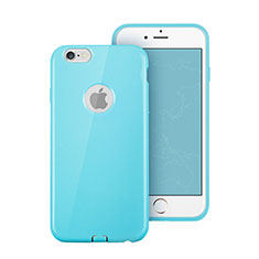 Silicone Candy Rubber Soft Case With Hole for Apple iPhone 6S Plus Sky Blue