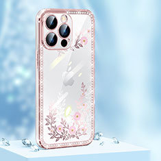 Silicone Candy Rubber TPU Bling-Bling Soft Case Cover AT1 for Apple iPhone 13 Pro Rose Gold