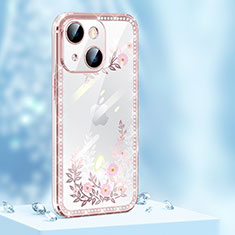 Silicone Candy Rubber TPU Bling-Bling Soft Case Cover AT1 for Apple iPhone 14 Plus Rose Gold