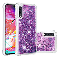 Silicone Candy Rubber TPU Bling-Bling Soft Case Cover S01 for Samsung Galaxy A70 Purple