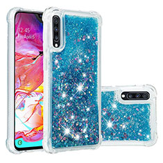 Silicone Candy Rubber TPU Bling-Bling Soft Case Cover S01 for Samsung Galaxy A70S Blue