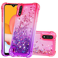 Silicone Candy Rubber TPU Bling-Bling Soft Case Cover S02 for Samsung Galaxy A01 SM-A015 Hot Pink