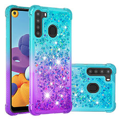 Silicone Candy Rubber TPU Bling-Bling Soft Case Cover S02 for Samsung Galaxy A21 Sky Blue