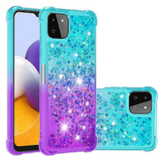 Silicone Candy Rubber TPU Bling-Bling Soft Case Cover S02 for Samsung Galaxy A22 5G Sky Blue