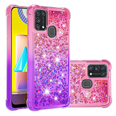 Silicone Candy Rubber TPU Bling-Bling Soft Case Cover S02 for Samsung Galaxy M31 Hot Pink