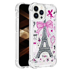 Silicone Candy Rubber TPU Bling-Bling Soft Case Cover S03 for Apple iPhone 15 Pro Rose Gold