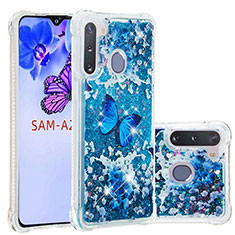 Silicone Candy Rubber TPU Bling-Bling Soft Case Cover S03 for Samsung Galaxy A21 European Blue