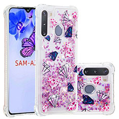 Silicone Candy Rubber TPU Bling-Bling Soft Case Cover S03 for Samsung Galaxy A21 European Clove Purple
