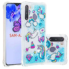 Silicone Candy Rubber TPU Bling-Bling Soft Case Cover S03 for Samsung Galaxy A21 European Sky Blue